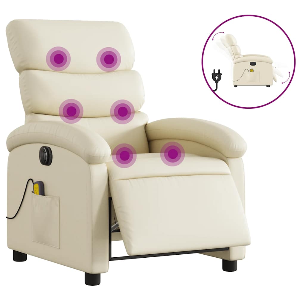 Electric Massage Recliner Chair Cream