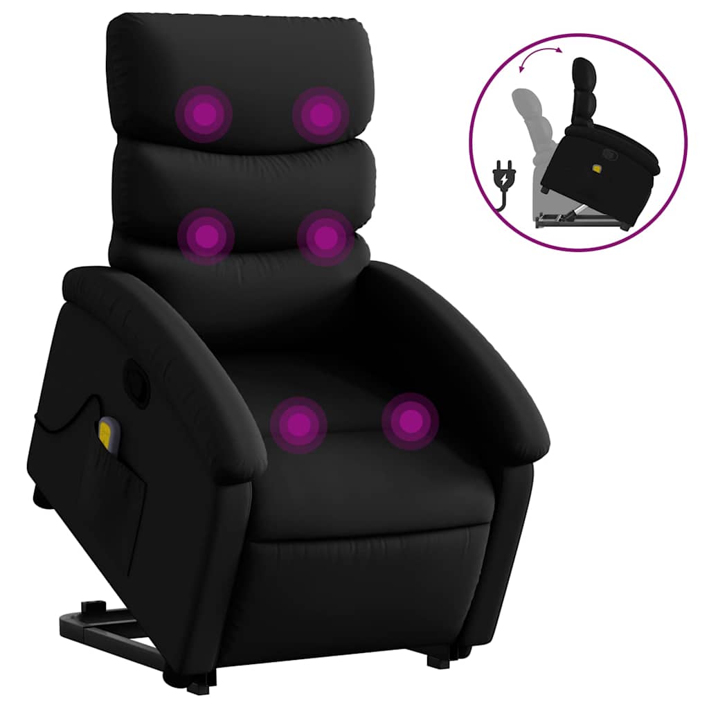 Stand Up Massage Recliner Chair Black Faux leather, metal, plywood