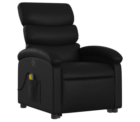 vidaXL Stand up Massage Recliner Chair Black Faux Leather