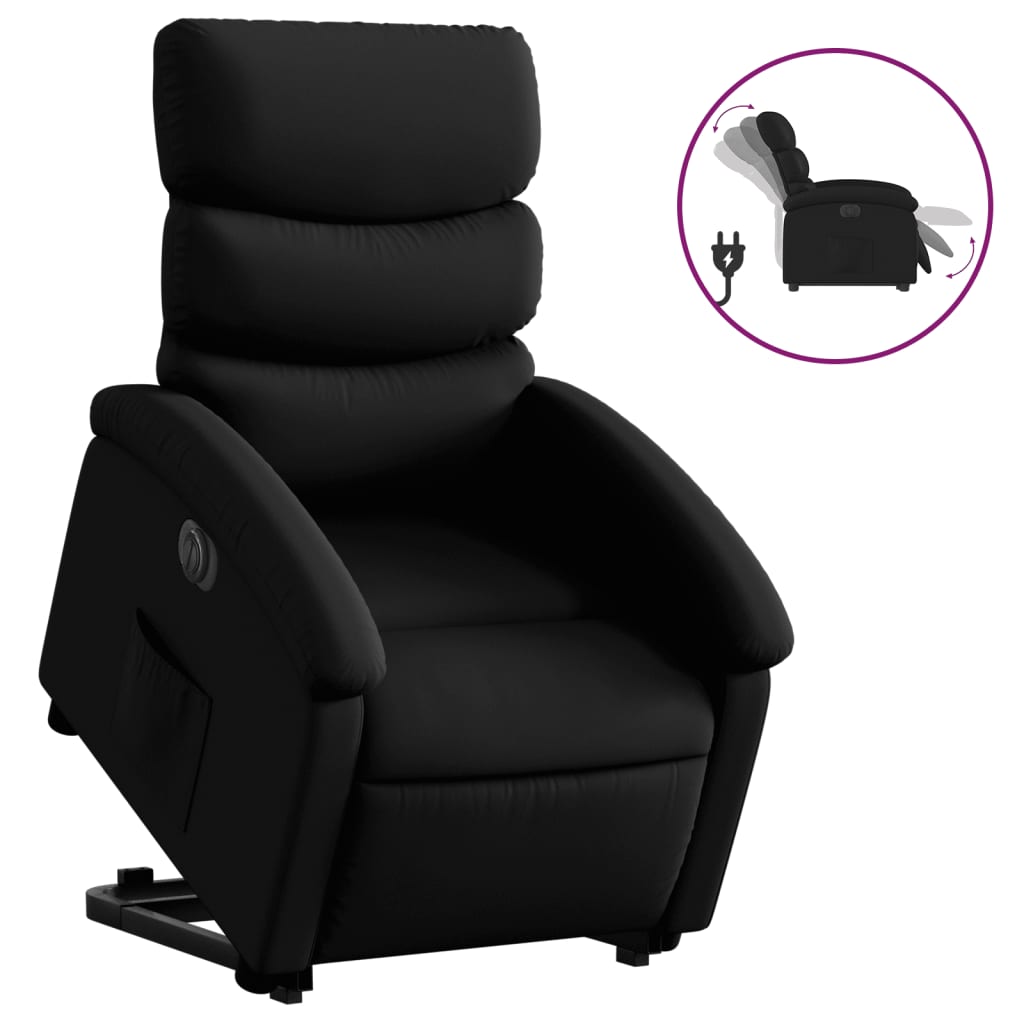 Image of vidaXL Electric Stand up Recliner Chair Black Faux Leather