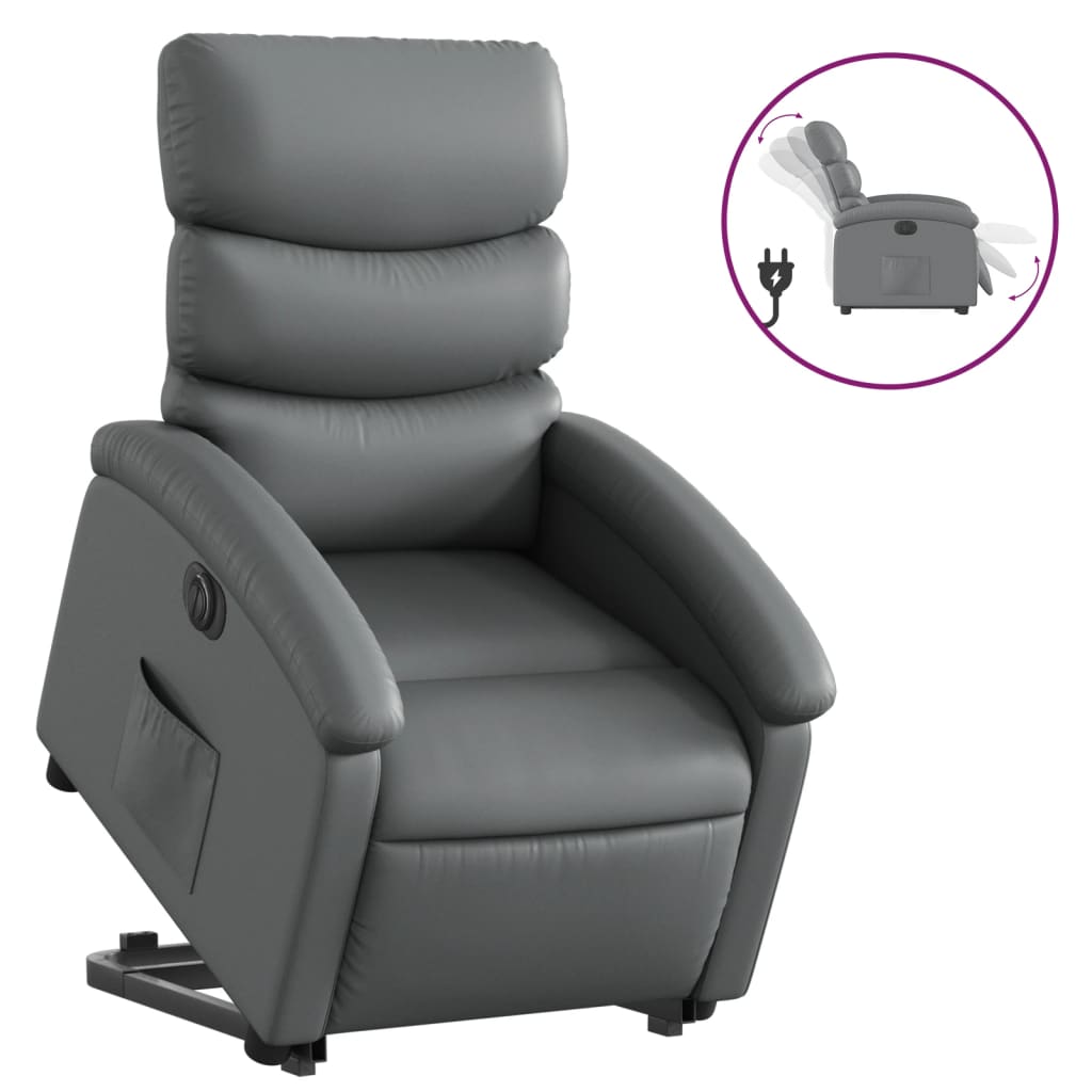 Image of vidaXL Electric Stand up Recliner Chair Grey Faux Leather