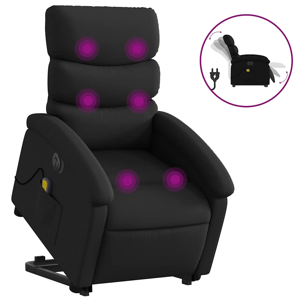 Electric Stand Up Massage Recliner Chair Black Faux leather Regular