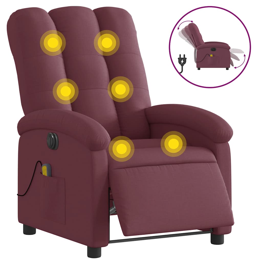 VidaXL Electric Massage Recliner Chair Purple Fabric