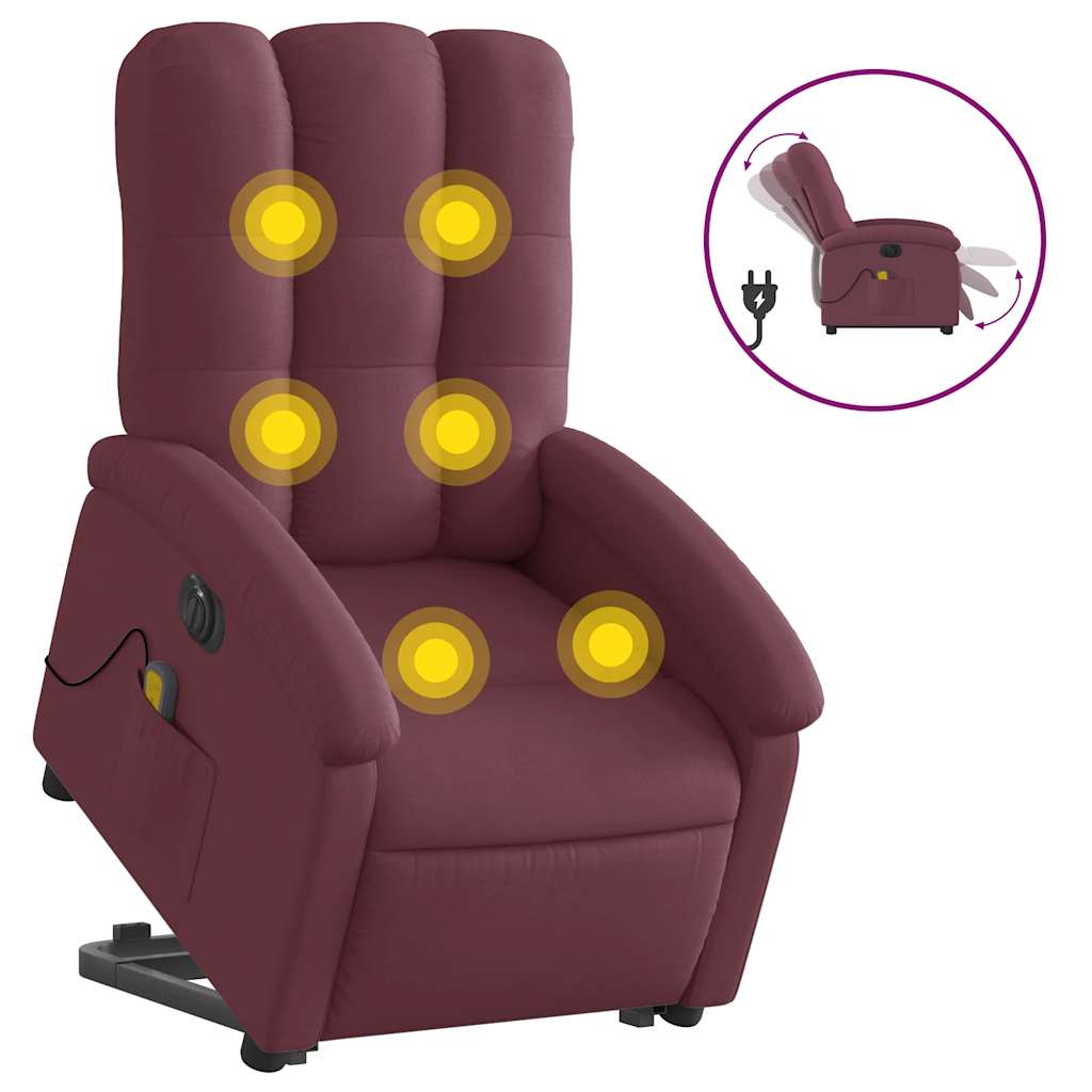 VidaXL Electric Stand Up Massage Recliner Chair Purple Fabric