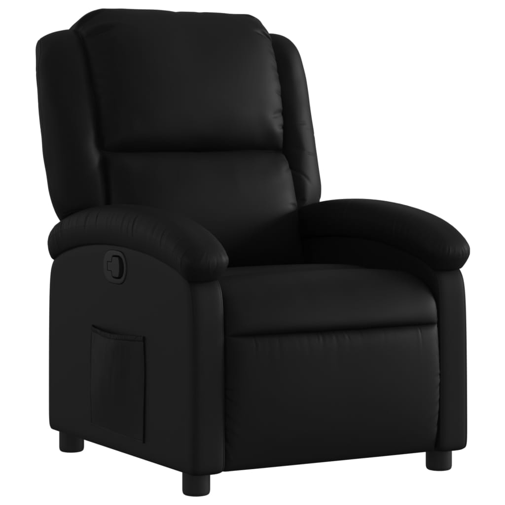 Recliner Chair Black Faux leather, metal, plywood Single