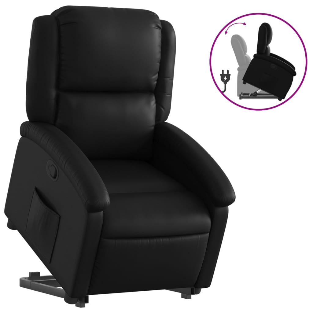 Image of vidaXL Stand up Recliner Chair Black Faux Leather