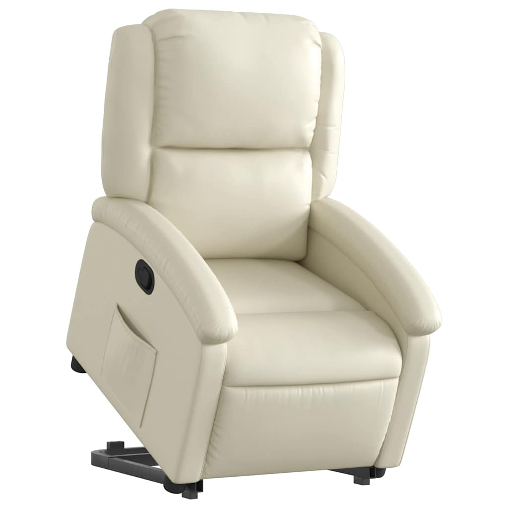 vidaXL Stand up Recliner Chair Cream Faux Leather