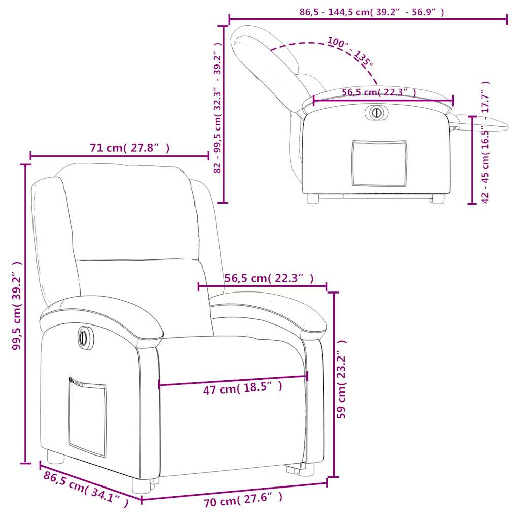 Stand up Recliner Chair Power Lift Reclining Armchair Faux Leather vidaXL - Picture 15 of 48