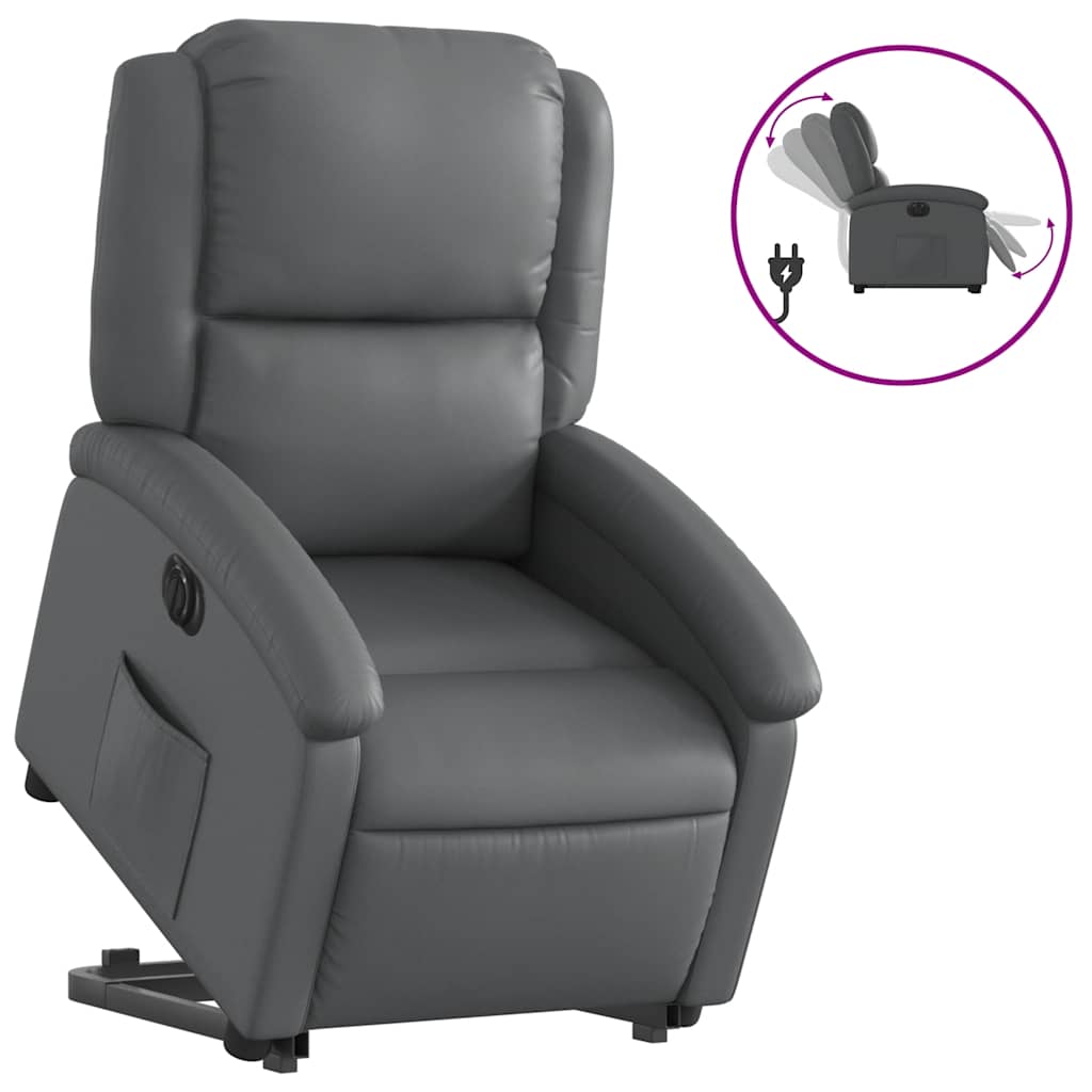 VidaXL Electric Stand Up Recliner Chair Gray Faux Leather