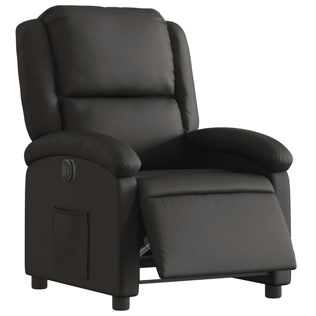 vidaXL Electric Recliner Chair Black Real Leather