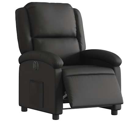 vidaXL Electric Recliner Chair Black Real Leather