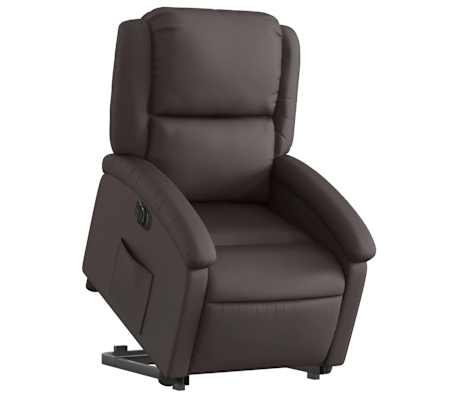 vidaXL Electric Stand up Recliner Chair Dark Brown Real Leather