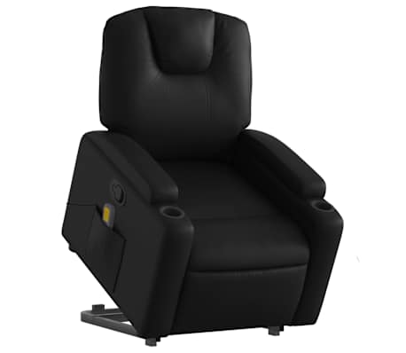 vidaXL Stand up Massage Recliner Chair Black Faux Leather