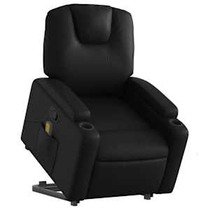 vidaXL Stand up Massage Recliner Chair Black Faux Leather