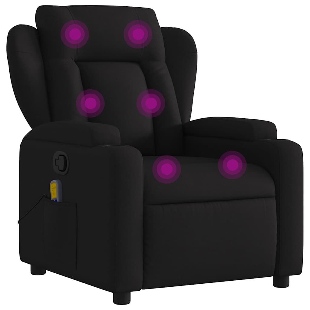 vidaXL Massage Recliner Chair Black Fabric