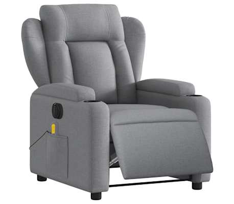 vidaXL Electric Massage Recliner Chair Light Grey Fabric