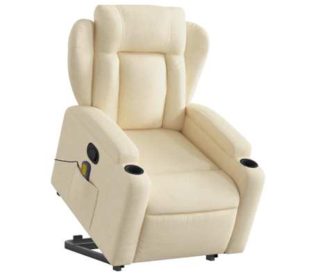 vidaXL Stand up Massage Recliner Chair Cream Fabric