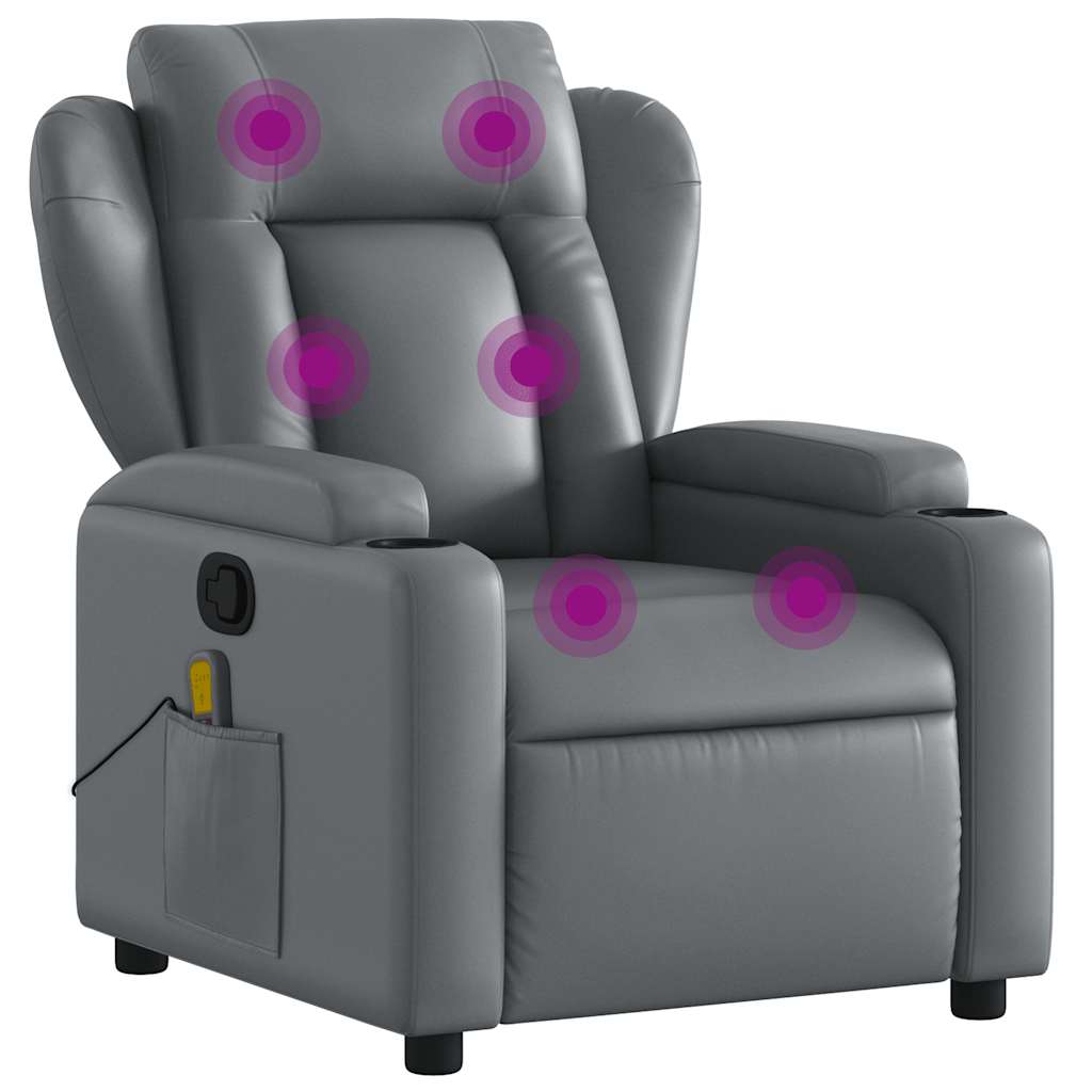 vidaXL Massage Recliner Chair Gray Faux Leather