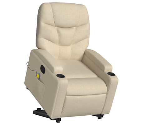 vidaXL Stand up Massage Recliner Chair Cream Fabric