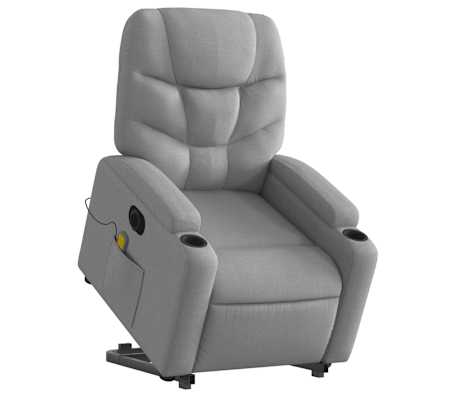 vidaXL Electric Stand up Massage Recliner Chair Light Grey Fabric