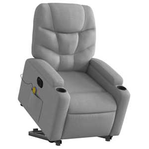 vidaXL Electric Stand up Massage Recliner Chair Light Grey Fabric