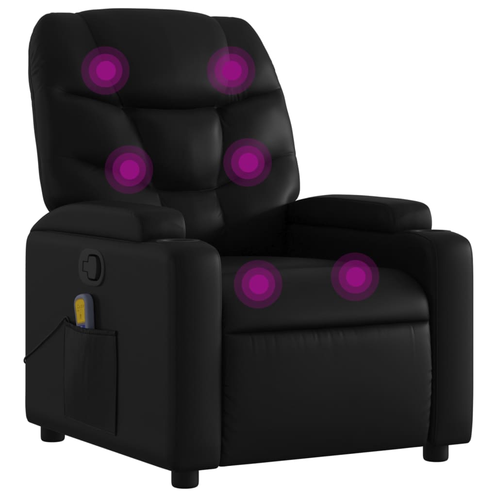 Image of vidaXL Massage Recliner Chair Black Faux Leather