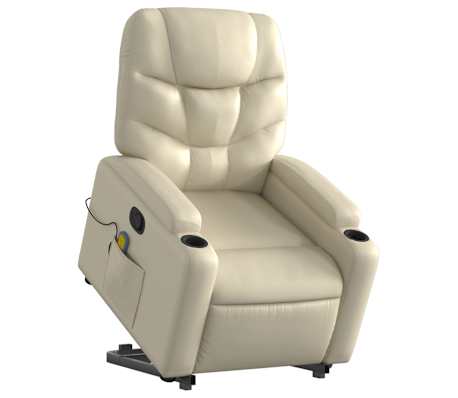 vidaXL Stand up Massage Recliner Chair Cream Faux Leather