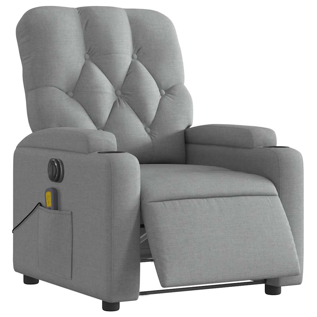 vidaXL Electric Massage Recliner Chair Light Gray Fabric