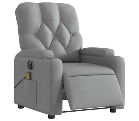 vidaXL Electric Massage Recliner Chair Light Gray Fabric