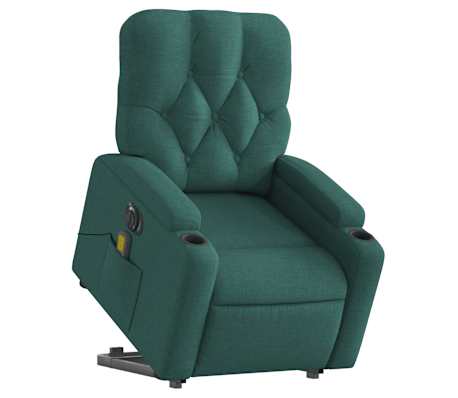 vidaXL Electric Stand up Massage Recliner Chair Dark Green Fabric