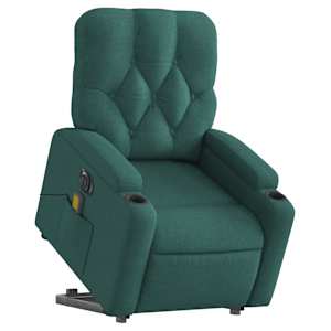vidaXL Electric Stand up Massage Recliner Chair Dark Green Fabric