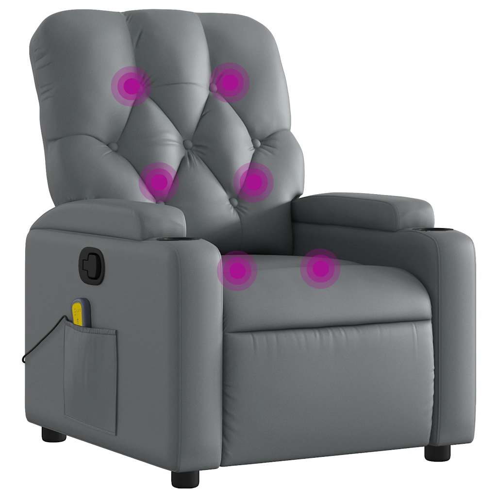 vidaXL Massage Recliner Chair Gray Faux Leather