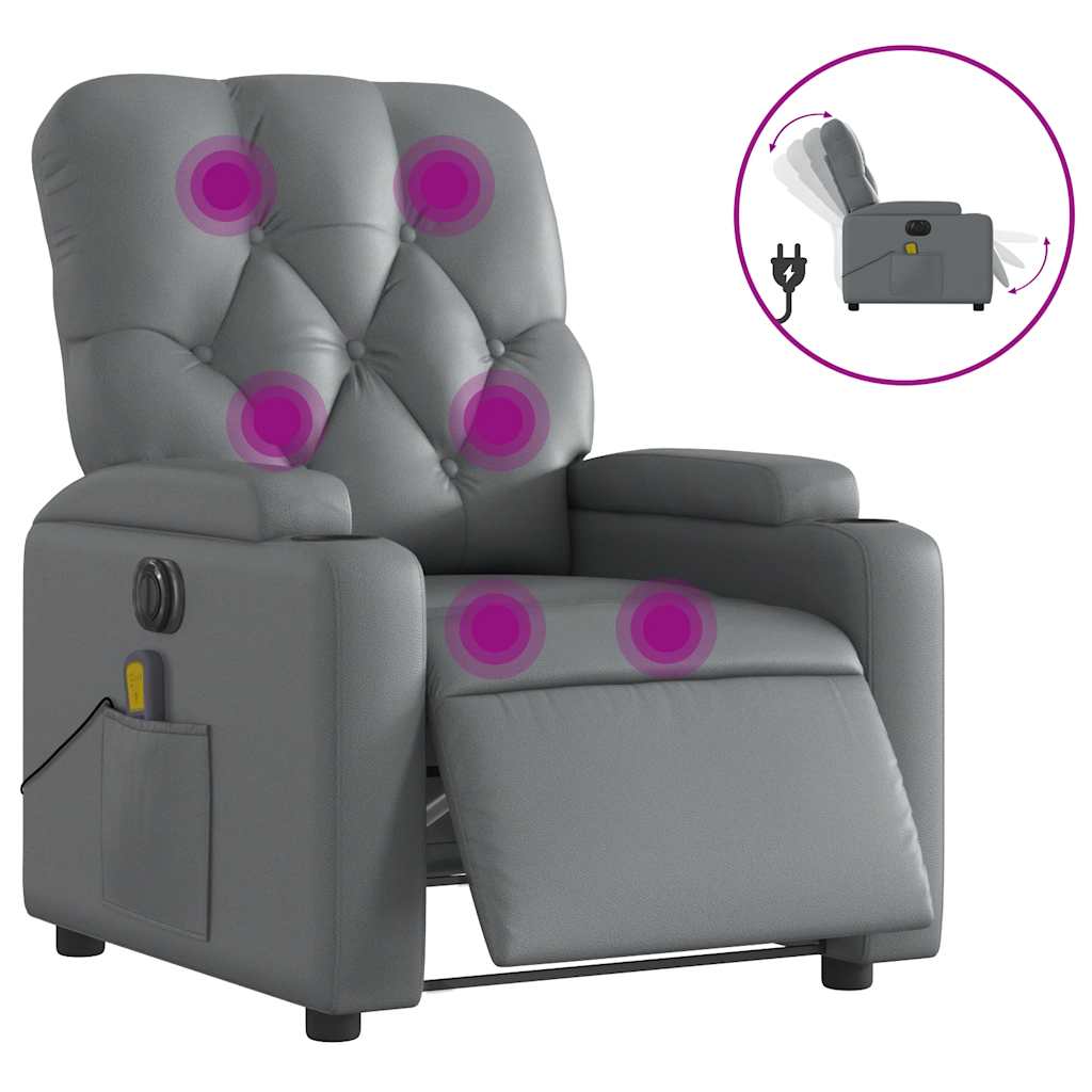 Electric Massage Recliner Chair Gray Faux leather, metal, plywood