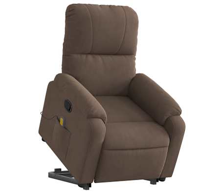 vidaXL Stand up Massage Recliner Chair Brown Microfibre Fabric
