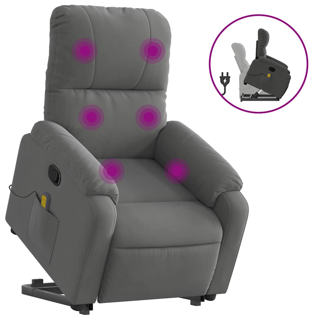 VidaXL Fauteuil Inclinable De Massage Gris Foncé Tissu Microfibre