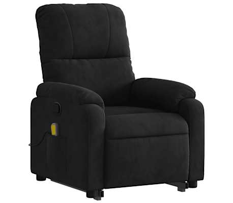 vidaXL Stand up Massage Recliner Chair Black Microfibre Fabric