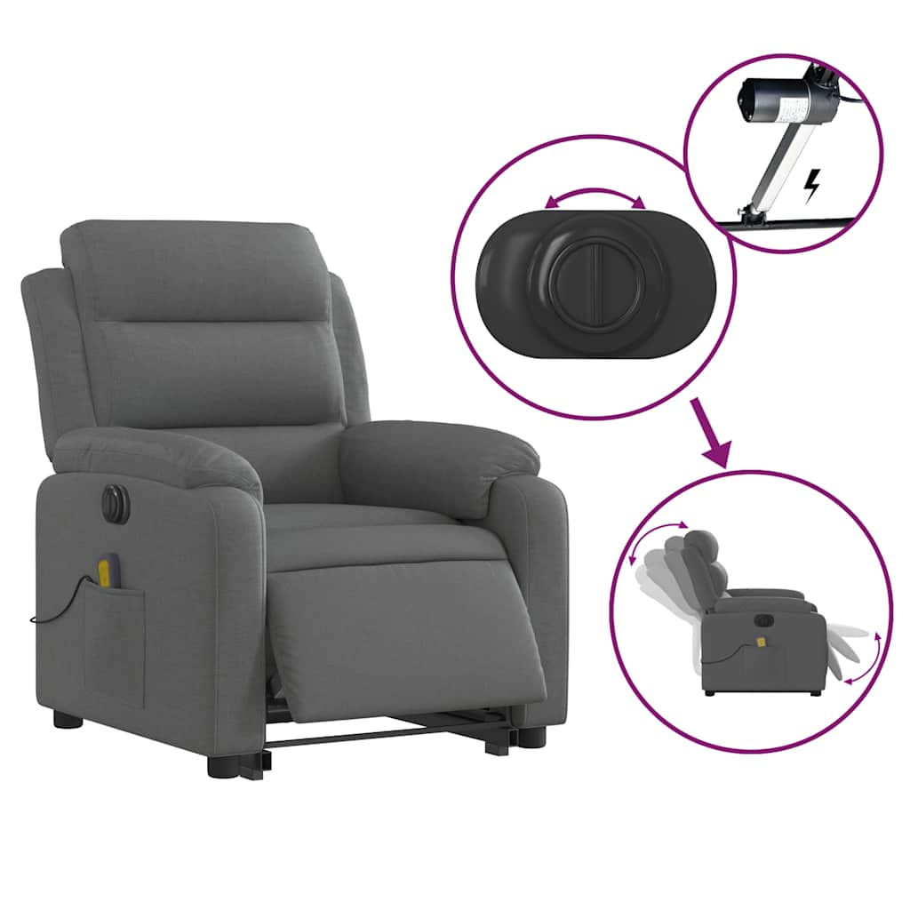 Stand up Massage Recliner Chair Power Lift Wingback Armchair Fabric vidaXL vidaX