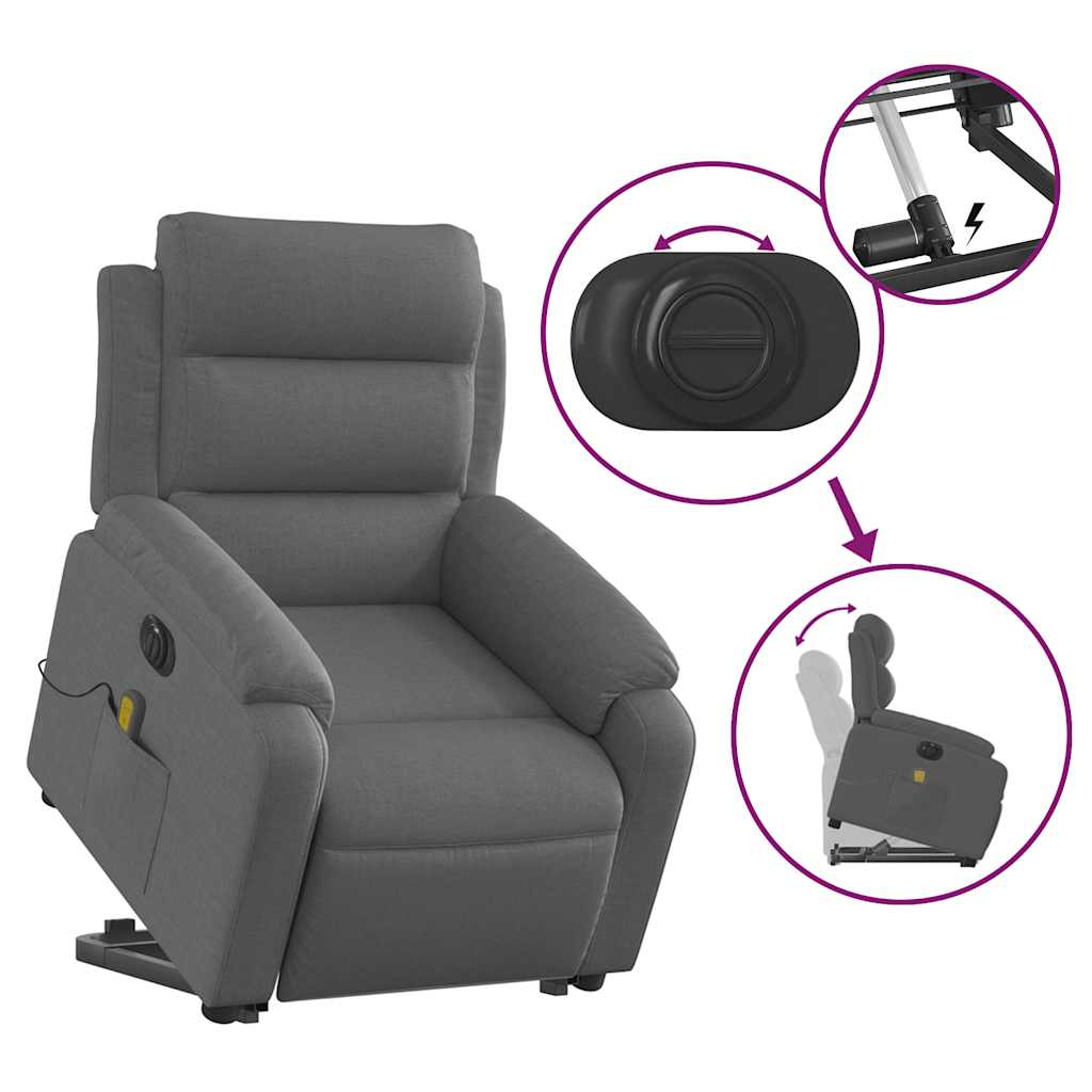 Stand up Massage Recliner Chair Power Lift Wingback Armchair Fabric vidaXL vidaX