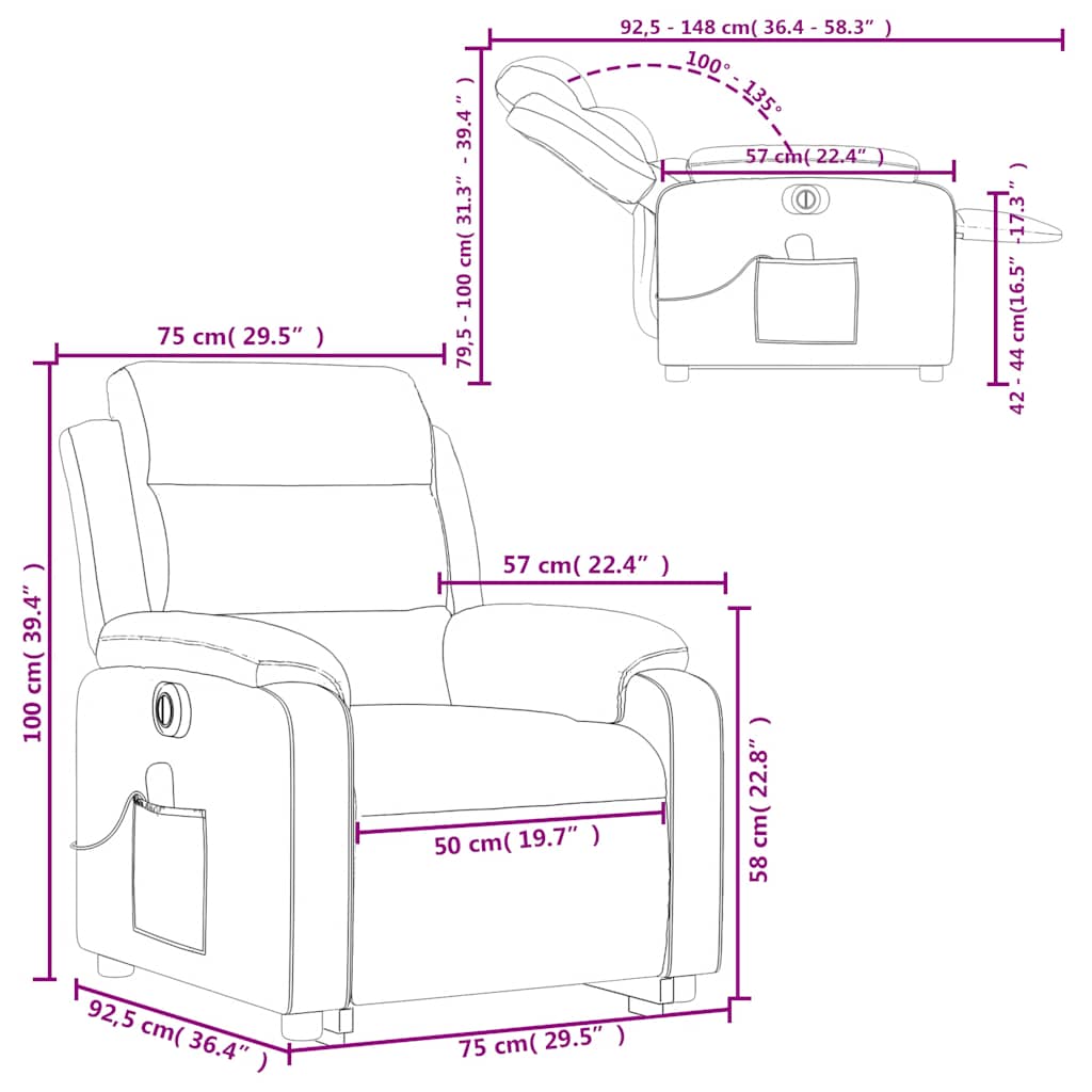 Electric Stand-Up Massage Recliner Chair - Comfy Ergonomic Design vidaXL - Picture 13 of 70