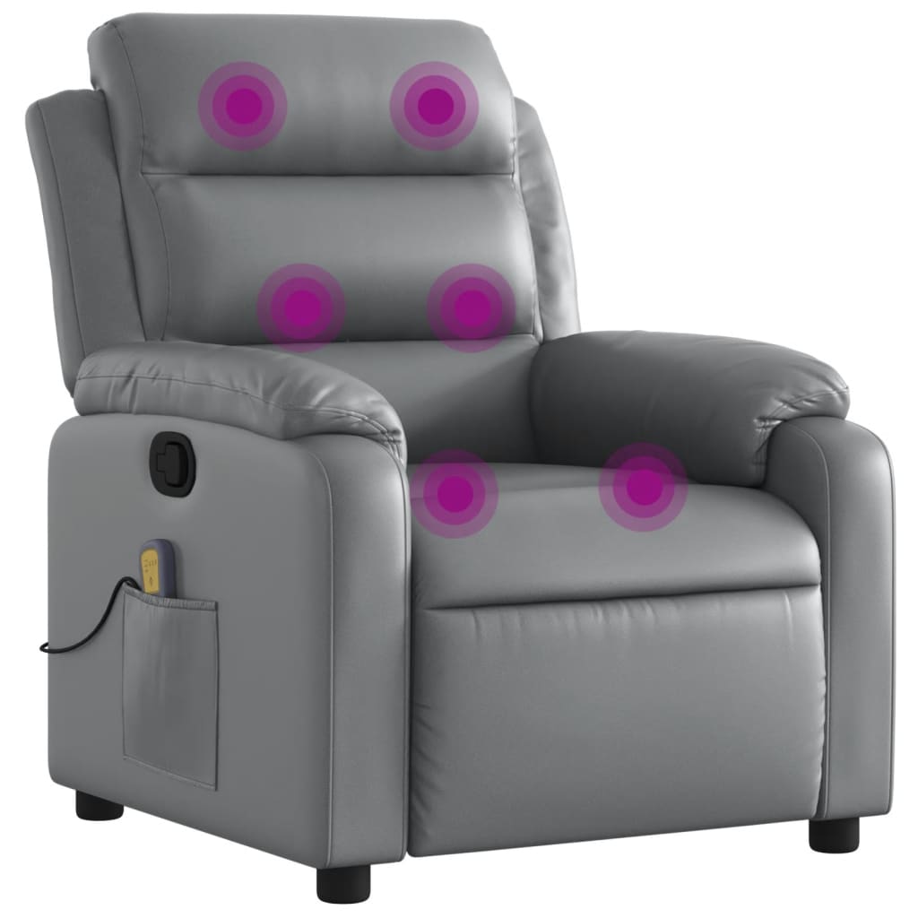 vidaXL Massage Recliner Chair Gray Faux Leather