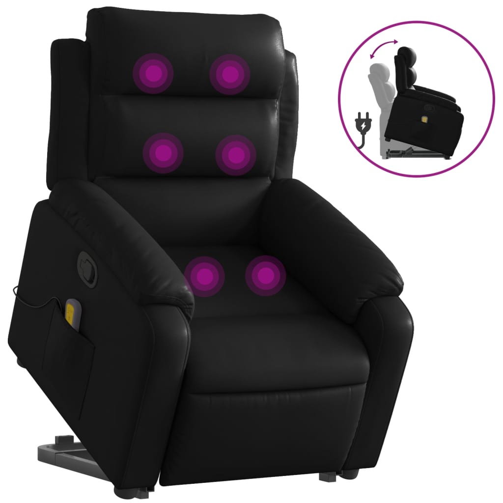 VidaXL Fauteuil Inclinable De Massage Noir Similicuir