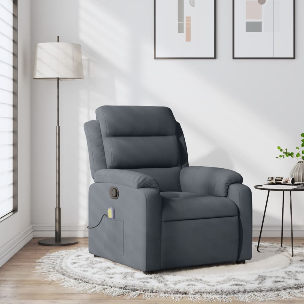 vidaXL Massage-Relaxsessel, dunkelgrauer Samt