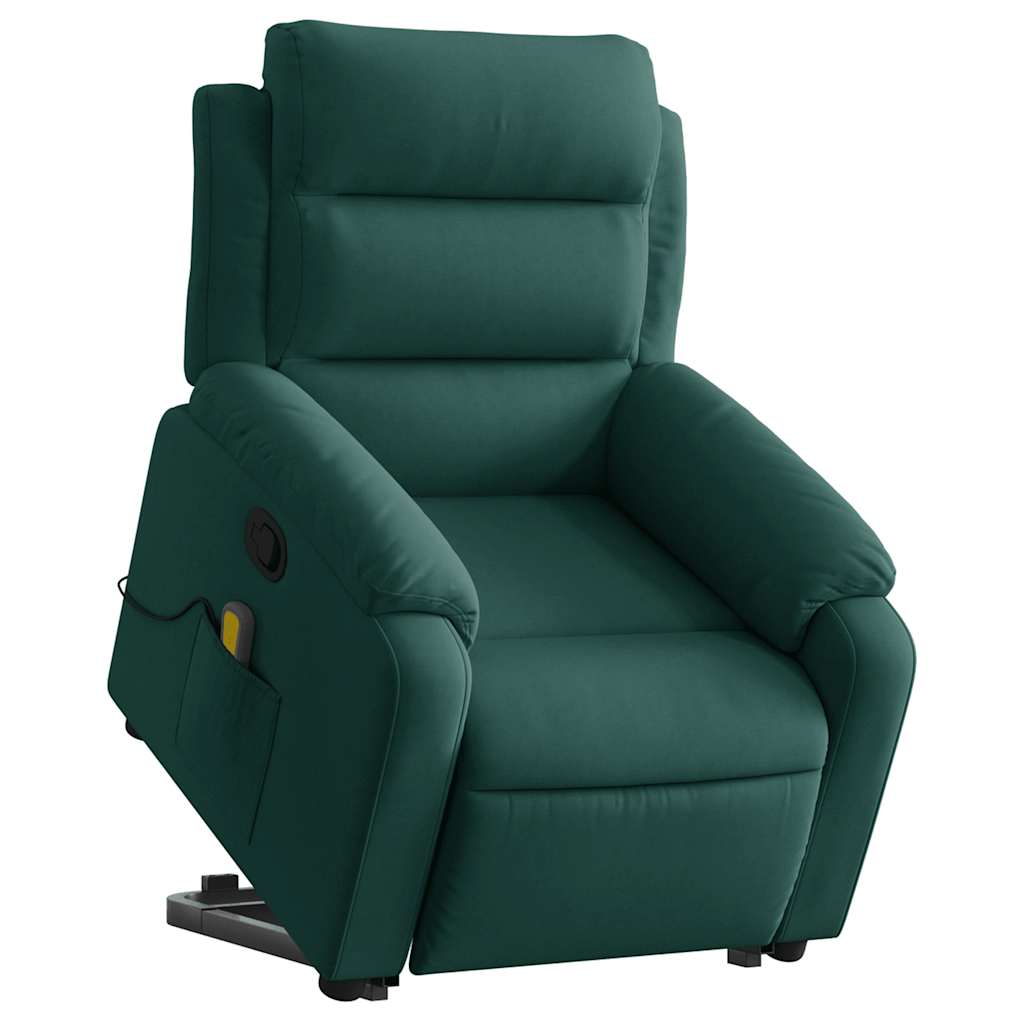 vidaXL Stand up Massage Recliner Chair Dark Green Velvet