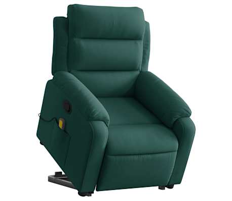 vidaXL Stand up Massage Recliner Chair Dark Green Velvet