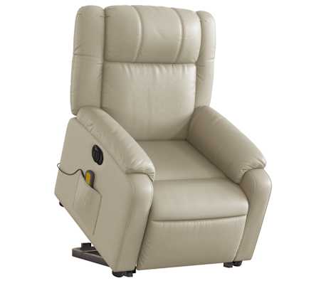 vidaXL Electric Stand up Massage Recliner Chair Cream Faux Leather