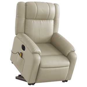 vidaXL Electric Stand up Massage Recliner Chair Cream Faux Leather