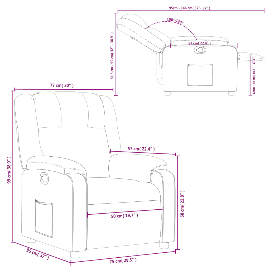 vidaXL Relaxsessel, cremefarbener Stoff – Bild 11