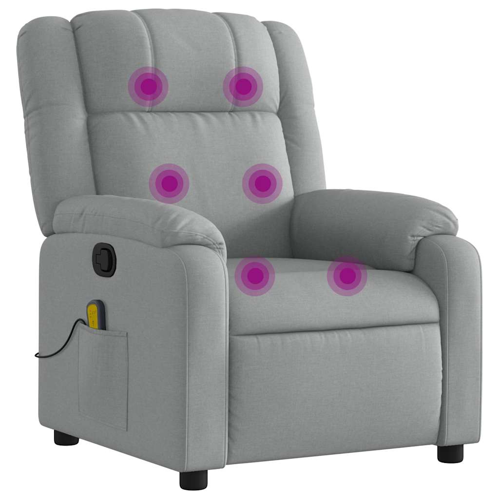 vidaXL Massage Recliner Chair Light Gray Fabric