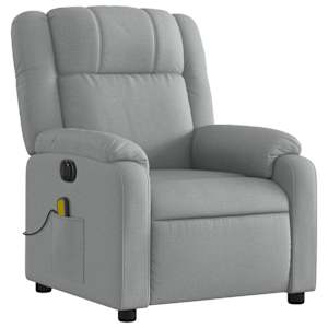 vidaXL Electric Massage Recliner Chair Light Gray Fabric