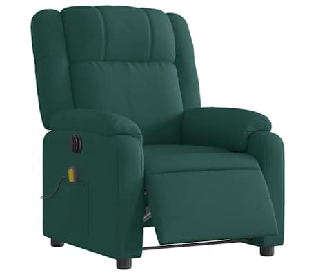 vidaXL Electric Massage Recliner Chair Dark Green Fabric